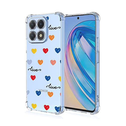 BORYA Hülle für Honor X8a, Stoßfest Weiches Transparent Silikon TPU Bumper Handyhülle Ultra Dünn Seidig Hochwertiges Elegant Schutzhülle, Liebe Herz von BORYA