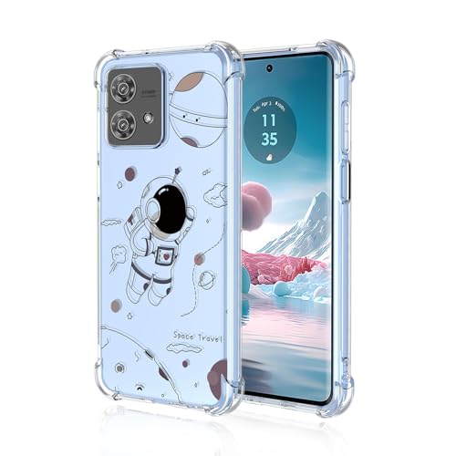 BORYA Hülle für Motorola Edge 40 Neo, Stoßfest Weiches Transparent Silikon TPU Bumper Handyhülle Ultra Dünn Seidig Hochwertiges Elegant Schutzhülle, Astronaut von BORYA