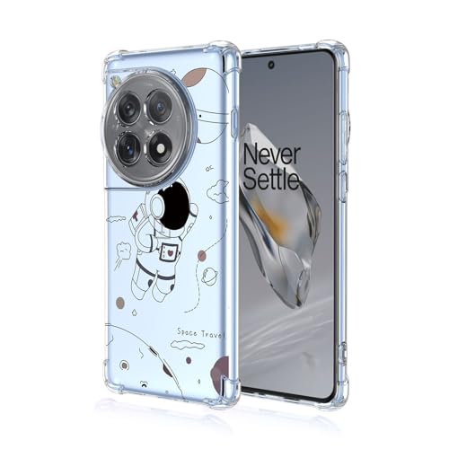 BORYA Hülle für OnePlus 12R/OnePlus Ace 3, Stoßfest Weiches Transparent Silikon TPU Bumper Handyhülle Ultra Dünn Seidig Hochwertiges Elegant Schutzhülle, Astronaut von BORYA