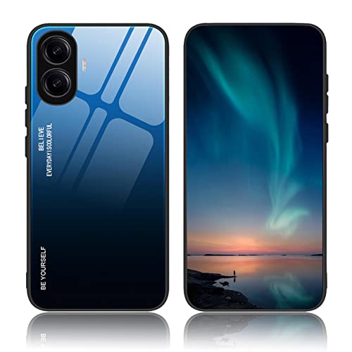 BORYA Hülle für Realme C55, Ultra Dünn Weiches Silikon TPU Bumper Stoßfest Handyhülle, Elegant Bunt Gradient 9H Gehärtetes Glas Schutzhülle, Gradient Blau von BORYA