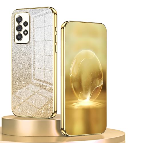 BORYA Hülle für Samsung Galaxy A53 5G, Ultra Dünn Stoßfest Premium Weiches TPU Silikon Handyhülle, Elegant Galvanisierter Schutzhülle mit Luxus Gradient Glitzer Karte, Gold von BORYA