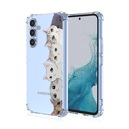 BORYA Hülle für Samsung Galaxy A54 5G, Stoßfest Weiches Transparent Silikon TPU Bumper Handyhülle Ultra Dünn Seidig Hochwertiges Elegant Schutzhülle, Sechs Katzen von BORYA