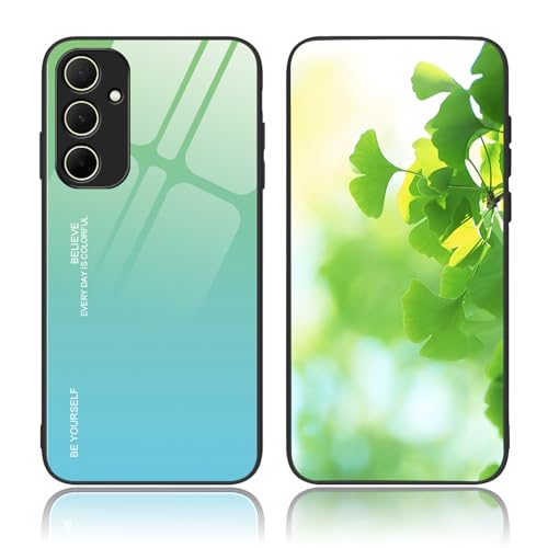 BORYA Hülle für Samsung Galaxy A54 5G, Ultra Dünn Weiches Silikon TPU Bumper Stoßfest Handyhülle, Elegant Bunt Gradient 9H Gehärtetes Glas Schutzhülle, Aurora-Grün von BORYA