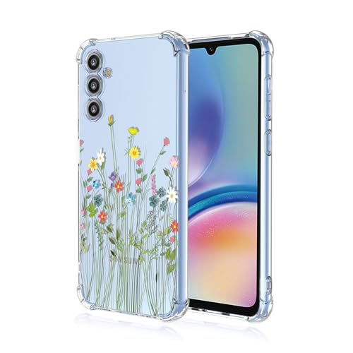 BORYA Hülle für Samsung Galaxy A55 5G, Stoßfest Weiches Transparent Silikon TPU Bumper Handyhülle Ultra Dünn Seidig Hochwertiges Elegant Schutzhülle, Bunt Blumen von BORYA