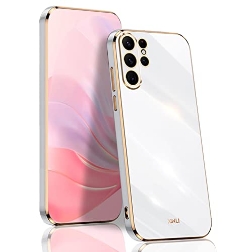 BORYA Hülle für Samsung Galaxy S23 Ultra 5G, Ultra Dünn Stoßfest Premium TPU Bumper Handyhülle, Weiches Seidig Silikon Schutzhülle Elegant Galvanisiert Phnom Penh Case, Weiß von BORYA