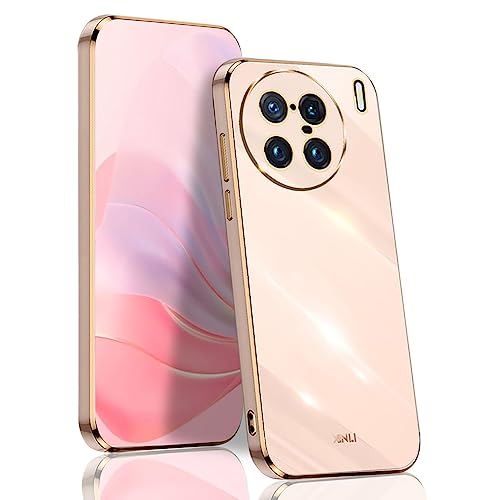 BORYA Hülle für Vivo X90 Pro 5G, Ultra Dünn Stoßfest Premium TPU Bumper Handyhülle, Weiches Seidig Silikon Schutzhülle Elegant Galvanisiert Phnom Penh Case, Rosa von BORYA