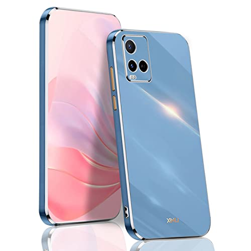 BORYA Hülle für Vivo Y21/Vivo Y21s/Vivo Y33s, Ultra Dünn Stoßfest Premium TPU Bumper Handyhülle, Weiches Seidig Silikon Schutzhülle Elegant Galvanisiert Phnom Penh Case, Blau von BORYA