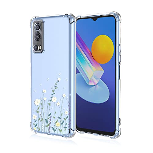 BORYA Hülle für Vivo Y72 5G/Vivo Y52 5G, Stoßfest Weiches Transparent Silikon TPU Bumper Handyhülle Ultra Dünn Seidig Hochwertiges Elegant Schutzhülle, Weiße Blumen von BORYA