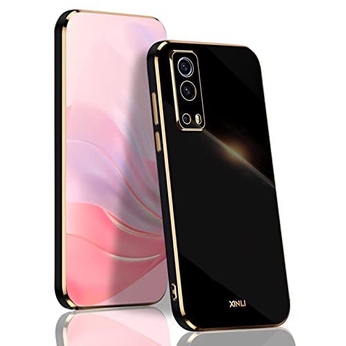 BORYA Hülle für Vivo Y72 5G/Vivo Y52 5G, Ultra Dünn Stoßfest Premium TPU Bumper Handyhülle, Weiches Seidig Silikon Schutzhülle Elegant Galvanisiert Phnom Penh Case, Schwarz von BORYA