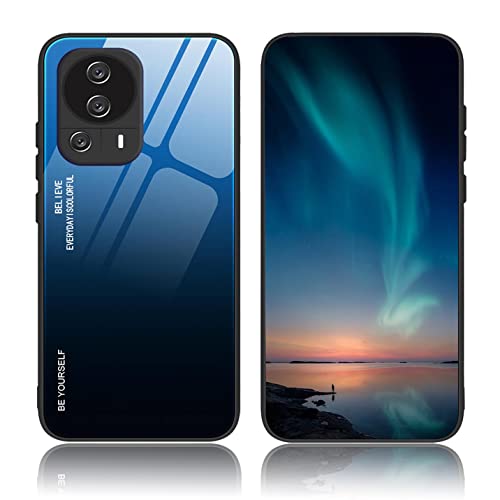 BORYA Hülle für Xiaomi 13 Lite 5G, Ultra Dünn Weiches Silikon TPU Bumper Stoßfest Handyhülle, Elegant Bunt Gradient 9H Gehärtetes Glas Schutzhülle, Gradient Blau von BORYA