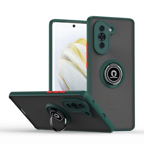 BORYA Hülle für Xiaomi Poco F7 5G, Hochwertiges Matte Weiches Silikon TPU+PC Bumper Handyhülle Ultra Dünn Stoßfest Case Ring Ständer Schutzhülle, Dunkelgrün von BORYA