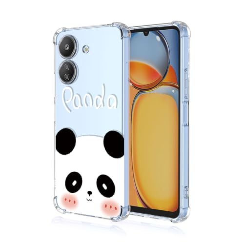 BORYA Hülle für Xiaomi Redmi 13C 4G/Xiaomi Poco C65, Stoßfest Weiches Transparent Silikon TPU Bumper Handyhülle Ultra Dünn Seidig Hochwertiges Elegant Schutzhülle,Panda von BORYA