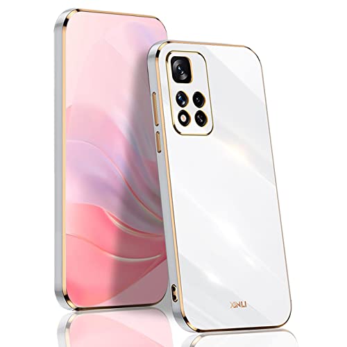 BORYA Hülle für Xiaomi Redmi Note 11 Pro+ Plus 5G, Ultra Dünn Stoßfest Premium TPU Bumper Handyhülle, Weiches Seidig Silikon Schutzhülle Elegant Galvanisiert Phnom Penh Case, Weiß von BORYA