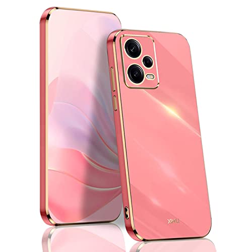 BORYA Hülle für Xiaomi Redmi Note 12 Pro+ Plus 5G, Ultra Dünn Stoßfest Premium TPU Bumper Handyhülle, Weiches Seidig Silikon Schutzhülle Elegant Galvanisiert Phnom Penh Case, Rot von BORYA