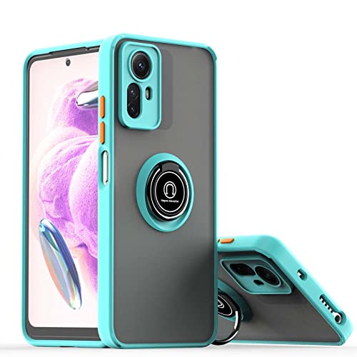 BORYA Hülle für Xiaomi Redmi Note 12S 4G, Hochwertiges Matte Weiches Silikon TPU+PC Bumper Handyhülle Ultra Dünn Stoßfest Case Ring Ständer Schutzhülle, Himmelblau von BORYA