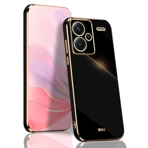 BORYA Hülle für Xiaomi Redmi Note 13 Pro+ Plus 5G, Ultra Dünn Stoßfest Premium TPU Bumper Handyhülle, Weiches Seidig Silikon Schutzhülle Elegant Galvanisiert Phnom Penh Case, Schwarz von BORYA