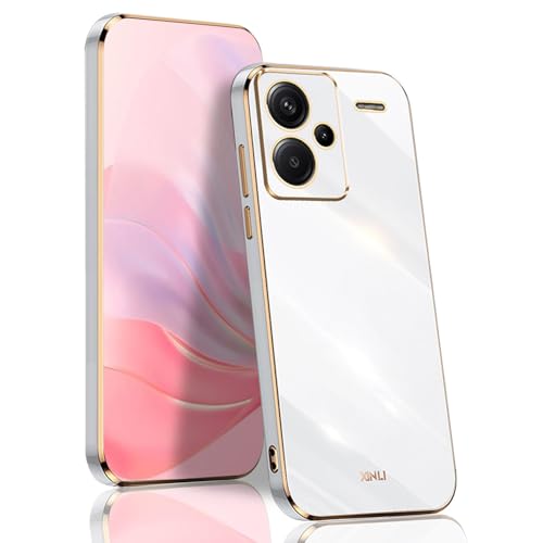 BORYA Hülle für Xiaomi Redmi Note 13 Pro+ Plus 5G, Ultra Dünn Stoßfest Premium TPU Bumper Handyhülle, Weiches Seidig Silikon Schutzhülle Elegant Galvanisiert Phnom Penh Case, Weiß von BORYA