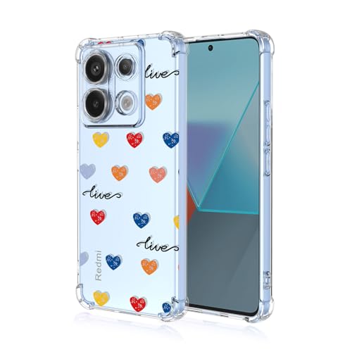 BORYA Hülle für Xiaomi Redmi Note 13 Pro 5G, Stoßfest Weiches Transparent Silikon TPU Bumper Handyhülle Ultra Dünn Seidig Hochwertiges Elegant Schutzhülle, Liebe Herz von BORYA