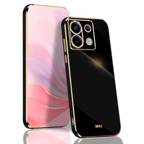 BORYA Hülle für Xiaomi Redmi Note 13 Pro 5G, Ultra Dünn Stoßfest Premium TPU Bumper Handyhülle, Weiches Seidig Silikon Schutzhülle Elegant Galvanisiert Phnom Penh Case, Schwarz von BORYA