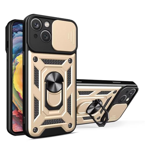 BORYA Hülle für Xiaomi Redmi Note 14S 4G, Stoßfest PC + TPU Handyhülle, Prämie Silikon Kratzfest Militärqualität Schutzhülle mit Magnetisches Ring Ständer Und Kamera Cover. Gold von BORYA
