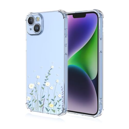 BORYA Hülle für Xiaomi Redmi Note 14S 4G, Stoßfest Weiches Transparent Silikon TPU Bumper Handyhülle Ultra Dünn Seidig Hochwertiges Elegant Schutzhülle, Weiße Blumen von BORYA
