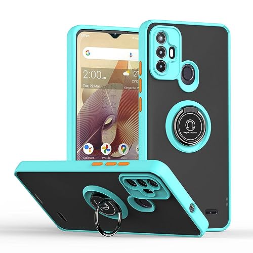 BORYA Hülle für ZTE Blade A52, Hochwertiges Matte Weiches Silikon TPU+PC Bumper Handyhülle Ultra Dünn Stoßfest Case Ring Ständer Schutzhülle, Himmelblau von BORYA