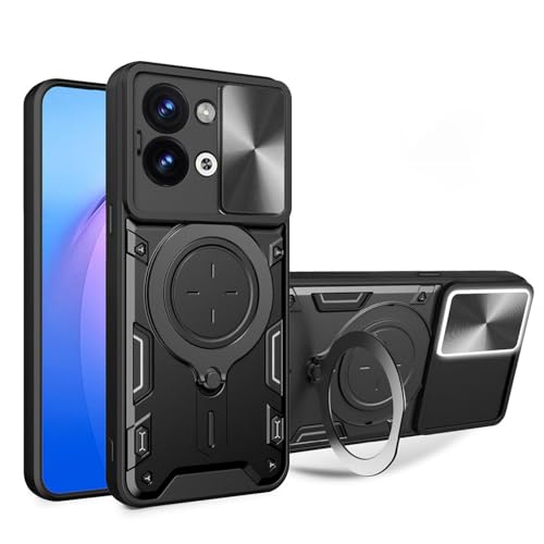BORYA Hülle für vivo Y28 4G, Ultra Dünn Militärqualität Stoßfest Schutzhülle, PC+TPU Silikon Handyhülle mit Magnetisches Metall Ring Ständer Und Kamera Cover. Schwarz von BORYA