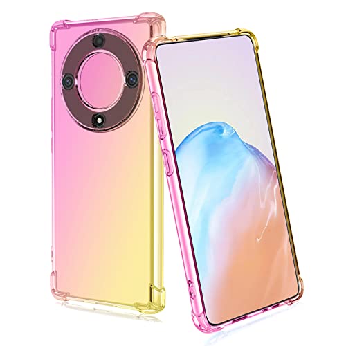 BORYA Silikon Hülle für Honor Magic 5 Lite 5G (Magic5 Lite), Transparent Weiches Seidig Ultra Dünn TPU Stoßfest Kratzfest Handyhülle, Elegant Bunt Gradient Schutzhülle, Rosa/Gold von BORYA