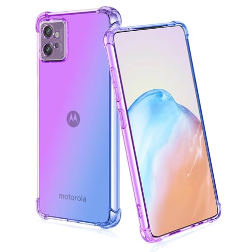 BORYA Silikon Hülle für Motorola Moto G32, Transparent Weiches Seidig Ultra Dünn TPU Stoßfest Kratzfest Handyhülle, Elegant Bunt Gradient Schutzhülle, Lila/blau von BORYA