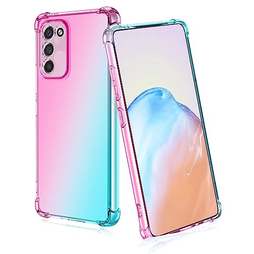 BORYA Silikon Hülle für Nokia G42 5G, Transparent Weiches Seidig Ultra Dünn TPU Stoßfest Kratzfest Handyhülle, Elegant Bunt Gradient Schutzhülle, Rosa/Grün von BORYA