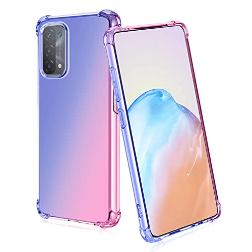 BORYA Silikon Hülle für Oppo A74 5G/Oppo A54 5G, Transparent Weiches Seidig Ultra Dünn TPU Stoßfest Kratzfest Handyhülle, Elegant Bunt Gradient Schutzhülle, Blau/Rosa von BORYA