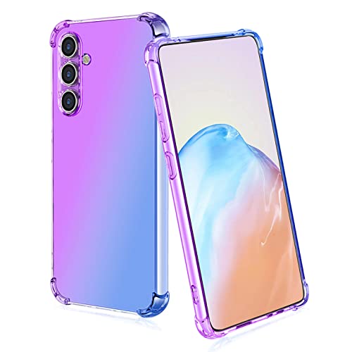 BORYA Silikon Hülle für Samsung Galaxy A34 5G, Transparent Weiches Seidig Ultra Dünn TPU Stoßfest Kratzfest Handyhülle, Elegant Bunt Gradient Schutzhülle, Lila/blau von BORYA