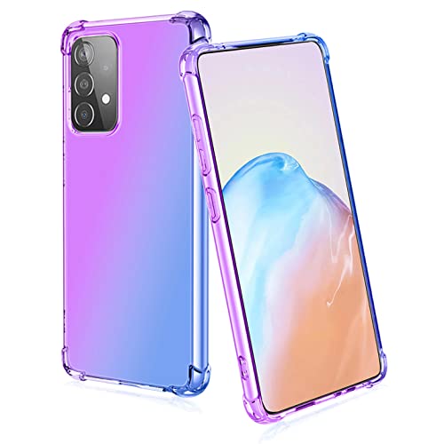 BORYA Silikon Hülle für Samsung Galaxy A52s 5G/Samsung Galaxy A52, Transparent Weiches Seidig Ultra Dünn TPU Stoßfest Kratzfest Handyhülle, Elegant Bunt Gradient Schutzhülle, Lila/blau BORYA Silikon Hülle für Samsung Galaxy A52s 5G/Samsung Galaxy A52, Transparent Weiches Seidig Ultra Dünn TPU Stoßfest Kratzfest Handyhülle, Elegant Bunt Gradient Schutzhülle, Lila/blau von BORYA