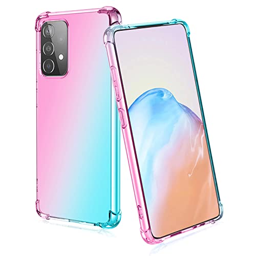 BORYA Silikon Hülle für Samsung Galaxy A52s 5G/Samsung Galaxy A52, Transparent Weiches Seidig Ultra Dünn TPU Stoßfest Kratzfest Handyhülle, Elegant Bunt Gradient Schutzhülle, Rosa/Grün von BORYA