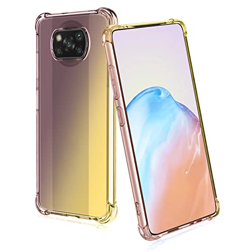 BORYA Silikon Hülle für Xiaomi Poco X3 Pro/Poco X3 NFC, Transparent Weiches Seidig Ultra Dünn TPU Stoßfest Kratzfest Handyhülle, Elegant Bunt Gradient Schutzhülle, Schwarz/Gold von BORYA