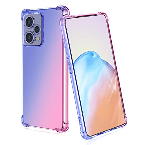 BORYA Silikon Hülle für Xiaomi Redmi Note 12 Pro+ Plus 5G, Transparent Weiches Seidig Ultra Dünn TPU Stoßfest Kratzfest Handyhülle, Elegant Bunt Gradient Schutzhülle, Blau/Rosa von BORYA