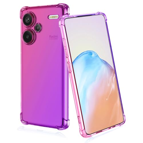 BORYA Silikon Hülle für Xiaomi Redmi Note 13 Pro+ Plus 5G, Transparent Weiches Seidig Ultra Dünn TPU Stoßfest Kratzfest Handyhülle, Elegant Bunt Gradient Schutzhülle, Pink/Lila von BORYA