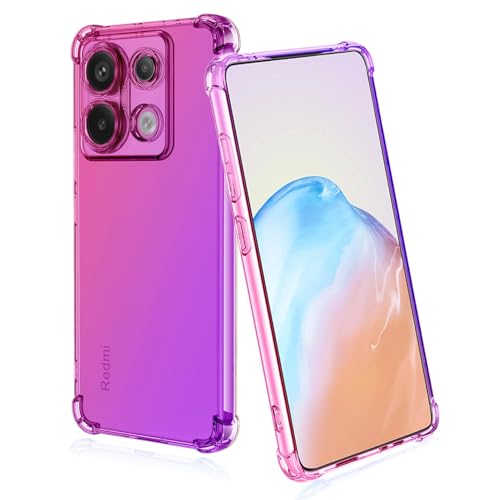 BORYA Silikon Hülle für Xiaomi Redmi Note 13 Pro 5G, Transparent Weiches Seidig Ultra Dünn TPU Stoßfest Kratzfest Handyhülle, Elegant Bunt Gradient Schutzhülle, Pink/Lila von BORYA