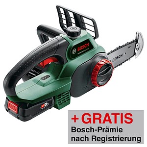 AKTION: BOSCH Home & Garden UniversalChain 18 Akku-Kettensäge 18,0 V, mit 1 Akku mit Prämie nach Registrierung AKTION: BOSCH Home & Garden UniversalChain 18 Akku-Kettensäge 18,0 V, mit 1 Akku mit Prämie nach Registrierung von BOSCH Home & Garden