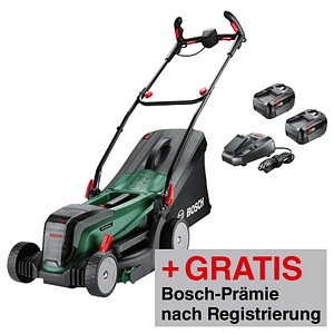 AKTION: BOSCH Home & Garden UniversalRotak 2x18V-37-550 Akku-Rasenmäher 18,0 V für bis zu 550 m², mit 2 Akkus mit Prämie nach Registrierung AKTION: BOSCH Home & Garden UniversalRotak 2x18V-37-550 Akku-Rasenmäher 18,0 V für bis zu 550 m², mit 2 Akkus mit Prämie nach Registrierung von BOSCH Home & Garden