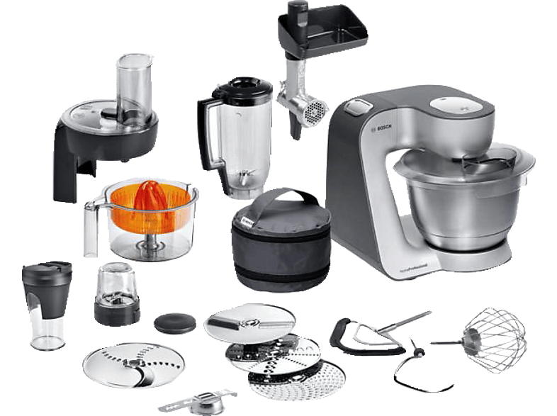 BOSCH MUM59S81DE Küchenmaschine Silber/Anthrazit (Rührschüsselkapazität: 3,9 l, 1000 Watt) von BOSCH