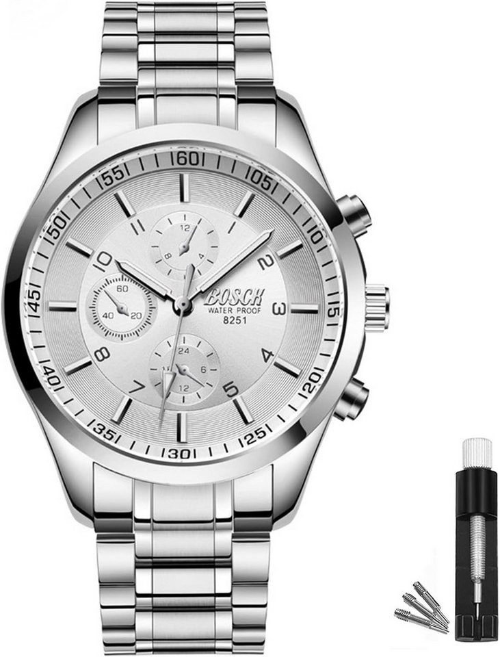 BOSCK Präzises Quarzwerk mit 40 mm Durchmesser unterstreicht den eleganten Watch, 40mm Quarz-Armbanduhr mit kratzfestem Mineralglas von BOSCK