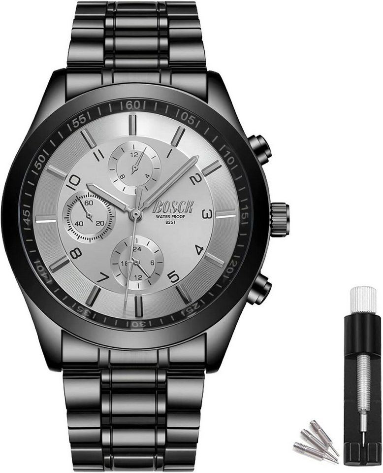 BOSCK Präzises Quarzwerk mit 40 mm Durchmesser unterstreicht den eleganten Watch, 40mm Quarz-Armbanduhr mit kratzfestem Mineralglas von BOSCK