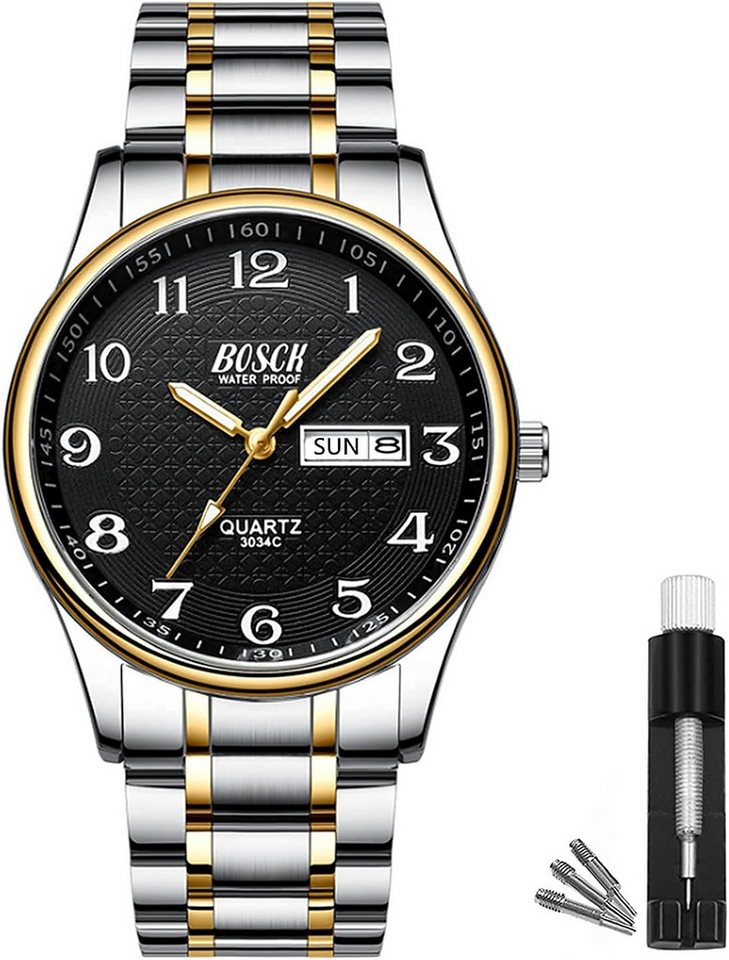 BOSCK Zuverlässige Quarzuhr mit Datums- und Tagesanzeige – einfach ablesbar Watch, Modische analoge Herrenuhr mit 40mm Gehäusedurchmesser BOSCK Zuverlässige Quarzuhr mit Datums- und Tagesanzeige – einfach ablesbar Watch, Modische analoge Herrenuhr mit 40mm Gehäusedurchmesser von BOSCK
