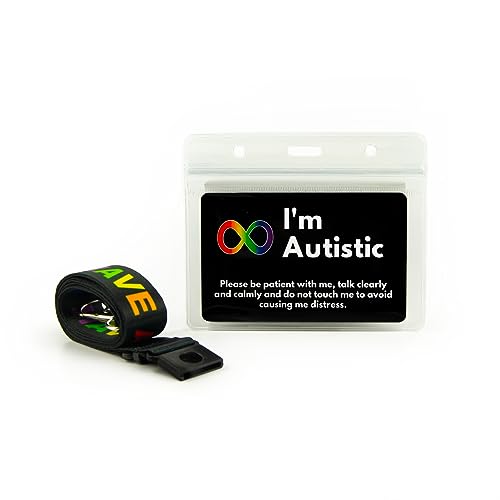 Autismus-Spektrum-Störung ASD - I'm Autistic Awareness Karte mit beschreibbarem Panel und gemustertem Schlüsselband, Notfallkontakt PVC-Karte (I'm Autistic) von BOSPHORUS CARD