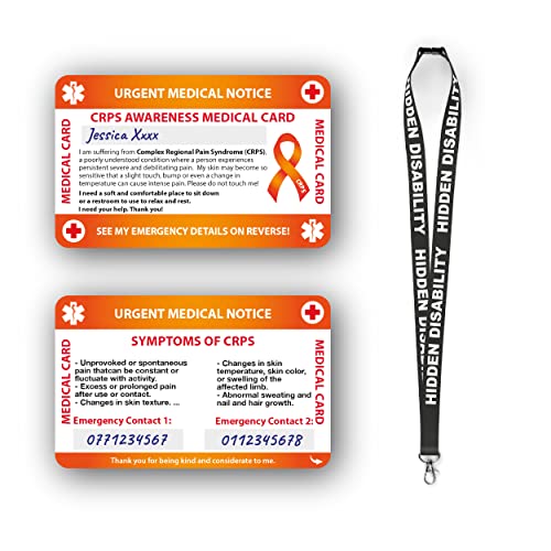 Komplexes Regionales Schmerzsyndrom (CRPS) Medizinische Karte, CRPS-Karte mit beschreibbarem Panel und gemustertem Schlüsselband, CRPS Notfallkontaktkarte von BOSPHORUS CARD
