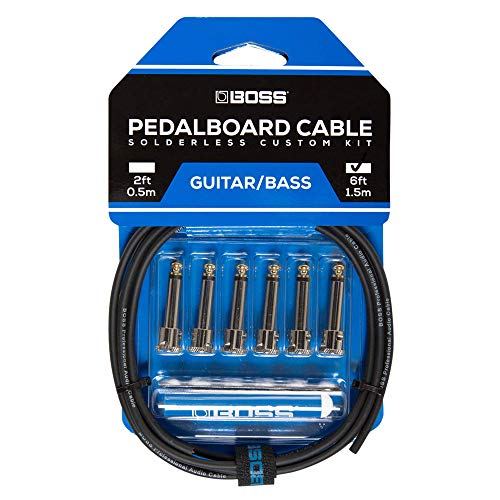 BOSS BCK-6 Lötfreies Pedalboard-Kabelkit – 1,5 m-Kabel + sechs 6,3 mm Klinkenstecker (gewinkelt/gerade) für die Erstellung von drei Custom-Kabeln von BOSS