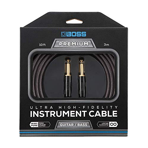 BOSS BIC-P10 Ultra-High-Fidelity Instrumentenkabel – 3 m – Gerader auf gerader 6,3-mm-Klinkenstecker mit 24 Karat vergoldeten Steckerkontakten – Herausragender Sound, hohe Geräuschunterdrückung von BOSS