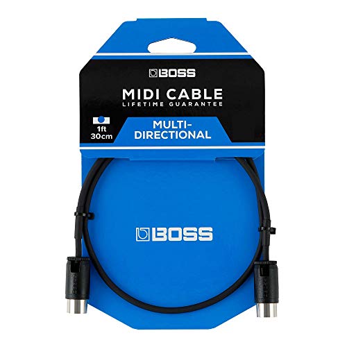 BOSS BMIDI-PB1 – 1ft/30cm length – Space-saving MIDI cable with multi-directional connectors, perfect for pedalboards and all MIDI applications von BOSS