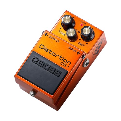 BOSS DS-1-B50A Distortion Pedal | Limitiertes 50-Jahre-Jubiläums-Kompaktpedal | Metallic-Finish, silberfarbene Rändelschraube, Regler mit Goldkappen & 50-Jahre-Jubiläumslogo von BOSS